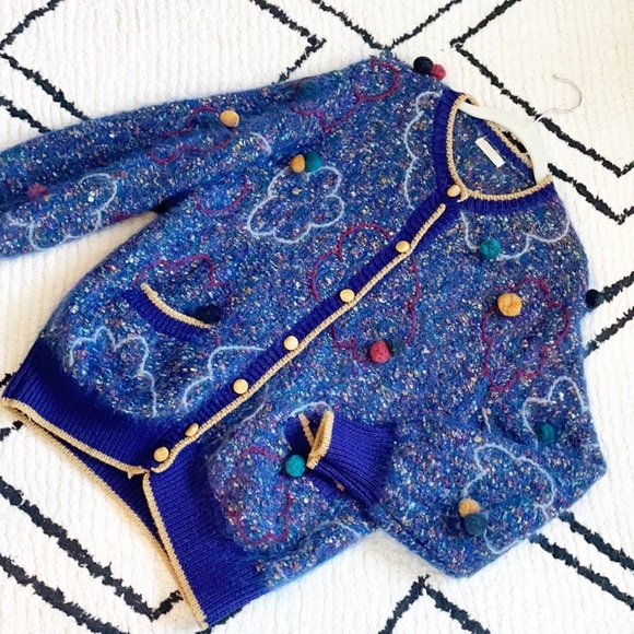 Vintage Pom Pom Open Front Knit Cardigan - Picture 8 of 13